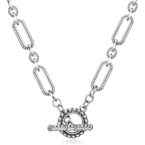 Two-Tone Cable Chain Necklace - Designer Inspired Twisted Rope Oval Link Statement Necklace, Gold Silver Plated Fashion Necklace for Women