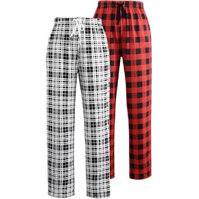 Knuffnee Women Lounge Pajama Pants Comfy Plaid Pants Wide Lounge Pajama مع جيب in Kuwait