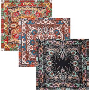 35x35 Inch Large Square Scarf 3PCS Fashion Scarves Silk Feeling Hair Scarf Wrapping Scarfs Night Sleeping Headscarf