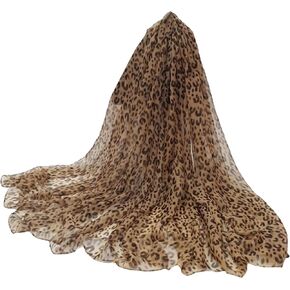 UTOWO Womens-Leopard Print Shawl Scarf-Lightweight-Long-Silky Neck Scarf Shawl Long Sunscreen Scarf for Travel 59x28IN