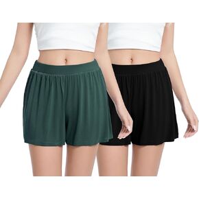 ENJOYNIGHT 2 Pack Women's Soft Lounge Pajama Shorts Modal High Waist Casual Sleep Shorts Cozy Pjs Bottoms