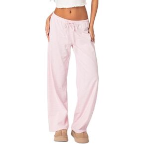 Women Seaside Striped Pants Drawstring High Waist Wide Leg Pants Casual Lounge Pants Y2K Going Out Trousers