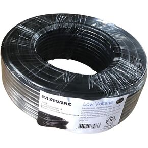 EASTWIRE 14awg 2conductors Direct Burial Low Voltage Landscape Lighting Wire - Outdoor - Underground Low-Energy Circuit Cable (14/2, 100FT-BLACK)