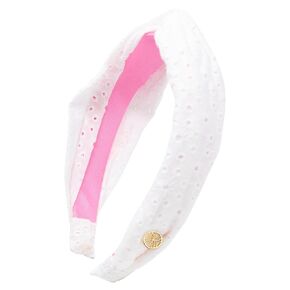 Lilly Pulitzer Eyelet Top Knot Headband, Cute Knotted Hair Accessories for Women (Resort White)
