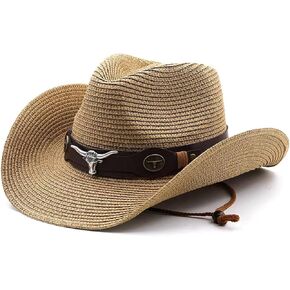Straw Cowboy Hats for Women Men Straw Western Cowgirl Hat Shapeable Wide Brim Foldable Vacation Beach Sun Hat