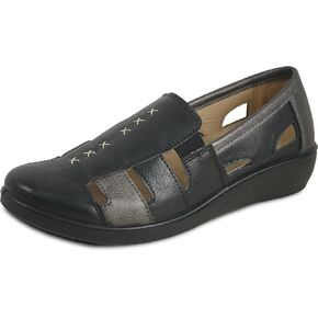 KOZI Women Comfort Casual Wedge Sandal Shoe Slip-On Loafer Mary Jane Round or Cap Toe with Removable Insole