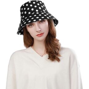 DOCILA Fashion Polka Dots Bucket Hat for Women Lightweight Cotton Fisherman Cap Packable Wide Brim Sun Hats