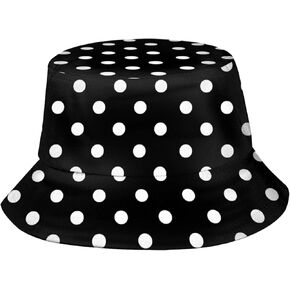 Black White Polka Dots Bucket Hat Women Men Summer Travel Sun Beach Cap Unisex Outdoor Polka Dot Fisherman Hat