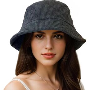 Corduroy Bucket Hat - Adjustable Packable Sun Hats for Women Men for Travel Golf Hat