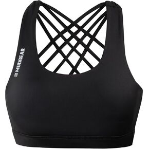 Women’s High-Impact Sports Bra, Sweat-Resistant with Hidden Pockets, Wireless Criss-Cross Strappy Back & Removable Pads
