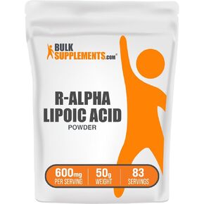 BULKSUPPLEMENTS.COM مسحوق حمض ألفا ليبويك R - مكمل ALA، حمض R ألفا ليبويك 200 مجم - مسحوق ALA، مكمل مضادات الأكسدة - خالي من الغلوتين، 200 مجم لكل وجبة، 25 جم (0.88 أونصة) in Kuwait