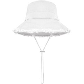 Bucket Hats for Woman Summer Beach Sun Hats Wide Brim Floppy Hats Unisex Frayed Foldable Cotton Bucket Hat for Travel Garden