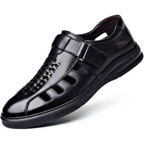 Mens Dress Sandals Leather Closed Toe Sandals for Men Summer Beach Fisherman Shoes Casual Breathable