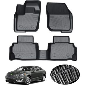 KUST Floor Mats for 2013-2020 Ford Fusion/Lincoln MKZ, All Weather Protection 2 Row Floor Liners Set Black Non-Slip