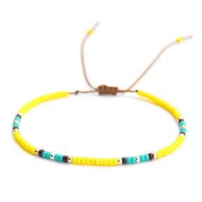 Anklet for Teen Girls and Women, Hippie Colorful Yellow Beaded Beach Anklet, Native American Jewelry, Adjustable Waterproof String Anklet, Handmade by Tribes