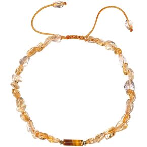 Jewever Citrine/Tigers Eye Beaded Anklet Crystal Irregular Beads Ankle Bracelets for Women Wealth Prosperity Balance Yoga Foot Jewelry Spiritual Gifts (8.5"-10")