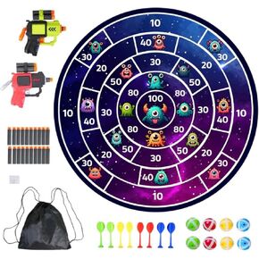 *New* Lula Brands Dart Board for Kids: Dinosaurs & Space Monsters Target, Sticky Balls, Large 29" Double-Sided Indoor Sport Party Game Toy, for Children Boys Girls 6 7 8 9 10 11 12 13