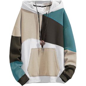 Men's Fashion Hoodies Techwear Contrast Color Oversize Sweatshirts, Unisex Lightweight Patchwork Hip Hop Pullover in Saudi Arabia