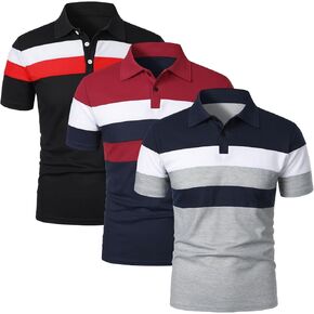 Oymyakon Men's Short Sleeve Polo Shirts Color Block Golf Shirts Summer Fashion Casual Lapel T Shirt