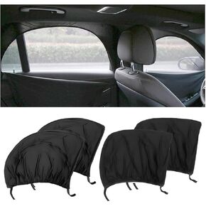 Car Window Shades, 4PCS Breathable Vehicle Front Rear Side Window Screen with Zipper, Automotive Interior Sunshades Protection Cover Accessories for Camping Privacy, Universal Fit