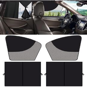 Car Window Shades,4Pack Magnetic Double Layer Car Side Window Sun Shades,UV and Sun Glare Protection Baby Window Covers, Universal Fit Most (99%) of Cars, Privacy Protect for Kids,Family,Pets,Tints