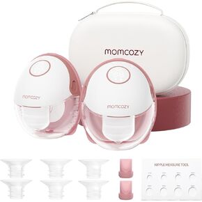 Momcozy Breast Pump Hands Free Mobile Style | M6, Wearable Breastfeeding Pump Ideal Rhythm for More Milk, DoubleFit Flange More Fit & Discreet with 3 Modes & 9 Levels, 24mm - 2 Pack Cozy Red