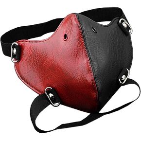 Unisex Half Face Biker Rock Mask Cosplay Red & Black Punk Masquerade