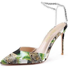 Reindee Lusion Womens Strappy High Stiletto Pearl Heels Rinestone Jewel Printed Closed Toe Sexy Ankle Strap Sandals Pumps Shoes