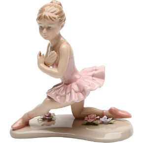 20863 Ballerina in Pink with Knee Down Ceramic Figurine, 4-1/2-Inch