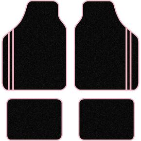 August Auto Universal Fit Pink Trim Design Carpet Car Floor Mats Fit for Sedan, SUVs, Truck, Vans Set of 4 (Pink)