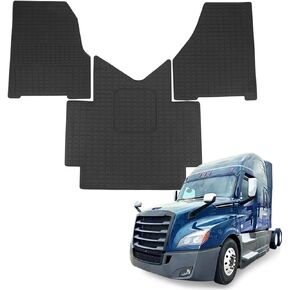 Floor Mats Fit for Freightliner Cascadia 2008-2017 | Heavy Duty Truck Floor Liners | All-Weather Rubber Cargo Mats | Freightliner Cascadia Interior Accessories | 3-Pcs Set