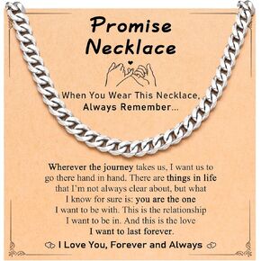 UNGENT THEM 7mm Cuban Link Chain Promise Necklace for Him Boyfriend Men Anniversary Valentines Christmas Birthday Gifts