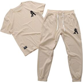 COZYEASE Men's 2 Pieces Tracksuits Set Graphic Print Short Sleeve T-Shirt and Drawstring Pants Set