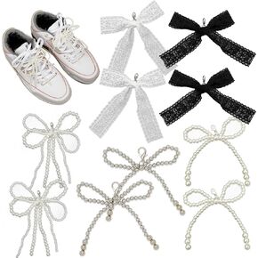 10 أزواج من السحر الأنيق لؤلؤة الدانتيل القوس للأحذية الأحذية - بؤلؤة Bowknot Bowknot Buckle Diy حذاء الدانتيل