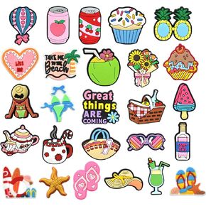 Cute Beach Shoe Charms for Women, Clog Shoes Accessories for Women Girls Beach Shoe Decoration Charms for Birthday Gifts Party Favors
