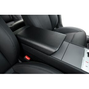 Car Center Console Armrest Cover for New Tesla Model Y 2025 Refresh (Juniper) & Tesla Model 3 2025 2024 Refresh (Highland) Interior Accessories (Matte Carbon Fiber Pattern)