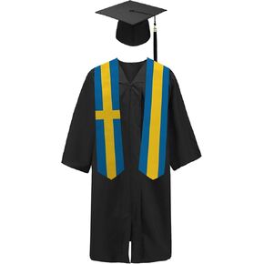 Sweden Flag Graduation Sash/Stole/Scarf 180X13CM Double Sided for Study Aboard International Students Graduation Decoration Item Gift