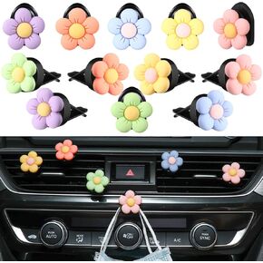 Tallew 12 Pcs Car Accessories for Women Daisy Flower Air Vent Clip Air Freshener Outlet Clip Cute Flower Car Air Conditioning Clip Charm Car Interior Decor Car Accessories Car Vent Clips