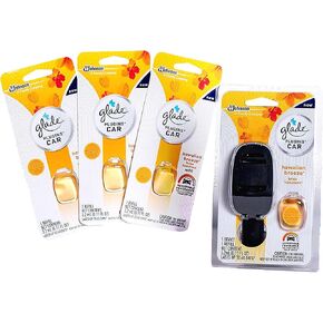 Glade PlugIns Car Air Freshener Starter Kit, Hawaiian Breeze, 1 Warmer + 4 Refills