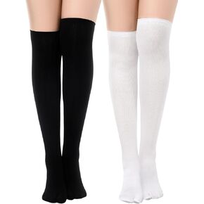 Bencailor 2 Pairs Flip Flop Socks for Women Split Toe Tabi Japanese Casual Sandal Long Socks for Men Women