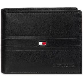 Tommy Hilfiger Men's Two Tone Classic Bifold Wallet-Multiple Card Slots, Id Window, Compact