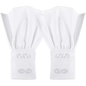 1 Pair Lace Cuffs for Women, White Detachable Sleeves False Sleeves Wrist Cuffs Versatile Shirt Cuffs Sleeve Extender for Sweater Blouse Coat Clothing Accessories