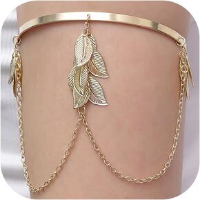 Gold Arm Cuff for Women Upper Open Cuff Wrap Bracelet Adjustable Sun Moon/Leaf/Butterfly Chain Upper Arm Band Armlet Summer Minimalist Jewelry