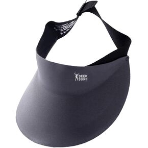 Sun Visor Women Wide Brim Sun Protection Hat Cap Lightweight Empty Top Sun Hat for Outdoor Sport, Dark Grey