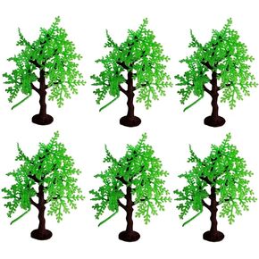 6PC Mini Artificial Jungle Trees – Wide Bushy & Tall Trees (4-6" Tall) for School Projects, Classroom & Dioramas