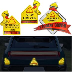 New Driver Car Magnet Sticker, 3PCS Cute Duck Reflective Student Driver Vehicle Bumper Decal, Please Be Patient Automotive Magnetic Safety Warning Sign, Universal for Most Cars (StyleB)