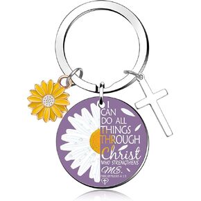 Bible Verse Gifts Keychain - Inspirational Scripture Keychains with Cross Religious Faith Keyring for Women Birthday Christian Prayer Gifts I Can Do All Things Through Christ Key Chains