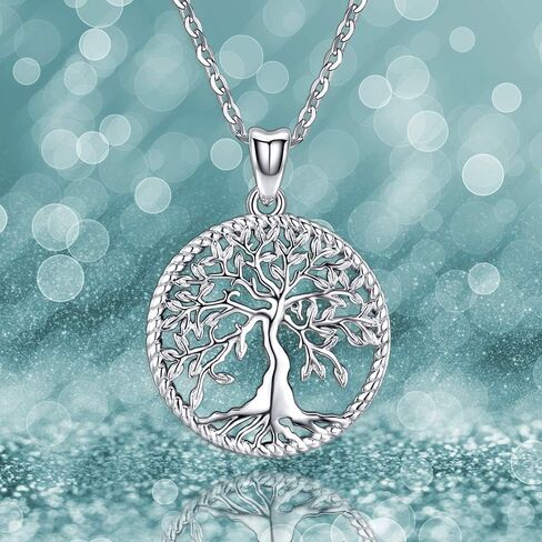 Odinstone Tree of Life Necklace, Sterling Silver Pendant for Women Family Tree Necklaces Jewelry for Mom/Wife/Grandma(With Fine Gift Box) in Kuwait