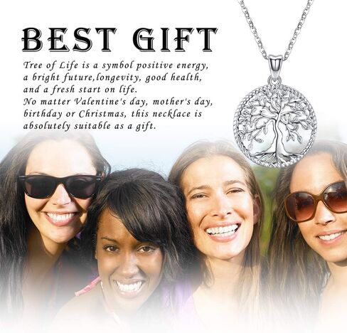 Odinstone Tree of Life Necklace, Sterling Silver Pendant for Women Family Tree Necklaces Jewelry for Mom/Wife/Grandma(With Fine Gift Box) in Kuwait