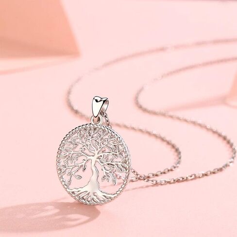Odinstone Tree of Life Necklace, Sterling Silver Pendant for Women Family Tree Necklaces Jewelry for Mom/Wife/Grandma(With Fine Gift Box) in Kuwait